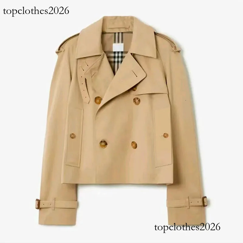 High end brand fashion short long sleeved slim fit windbreaker interior stripe design autumn and winter high-quality women's jacket
