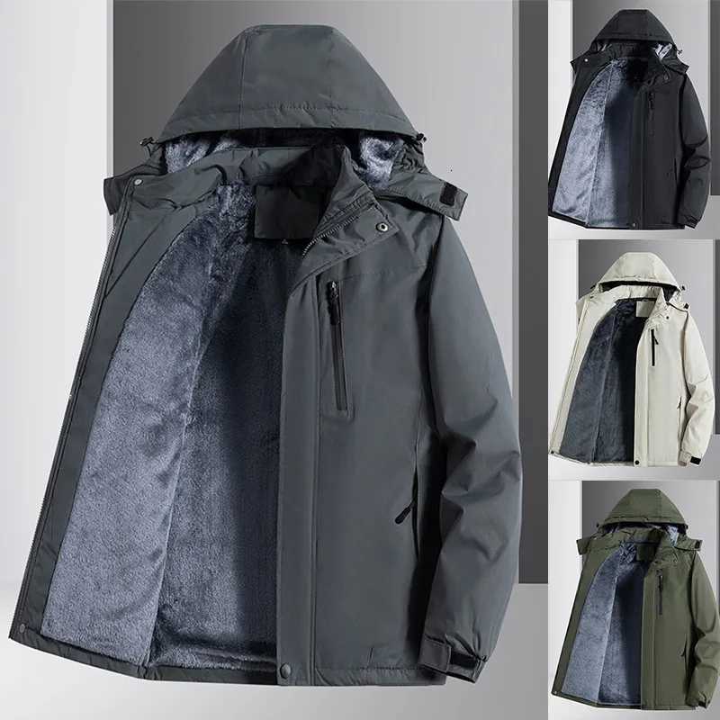 Mens Winter Plush Thick Outdoor Mountaineering Robe Coat Windproof and Waterproof Mountaineering Robe Jackets for Men W251209