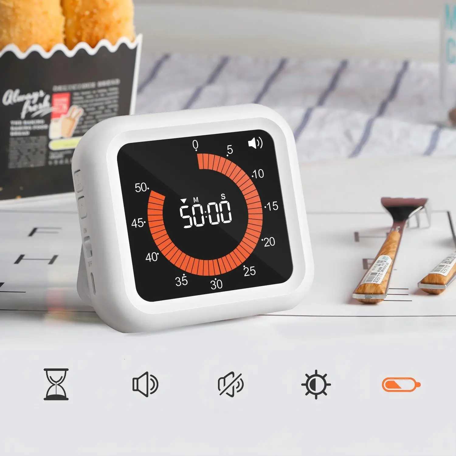 Mtipurpose Visual Digital Timer Magnetic USB Charging Timer 12H Countdown Stopwatch for Off Classro and Kitchen C251209-image-1087828997