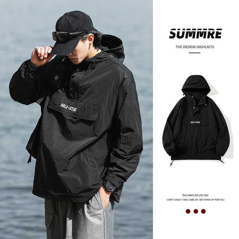Mens American - Style Sun Protection Jacket Summer Thin Ice Silk Coat Breathable Fishing Sunscreen Outdoor Sportswear W251209