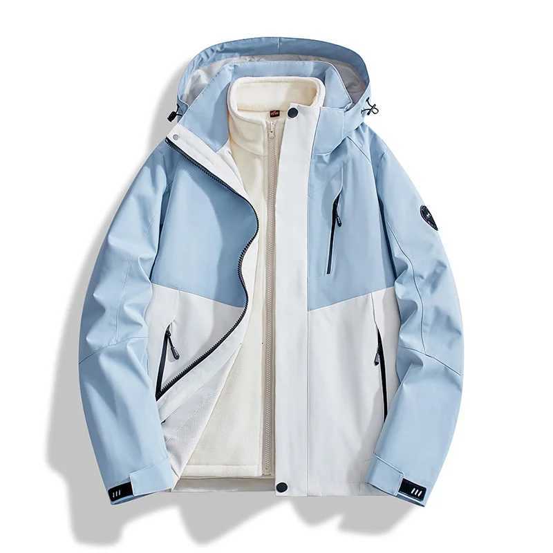 3 in 1 Windproof Waterproof Hiking Jackets MenWomen Fashion Thicken Warm Overcoat Outdoor Jacket Autumn Winter W251209