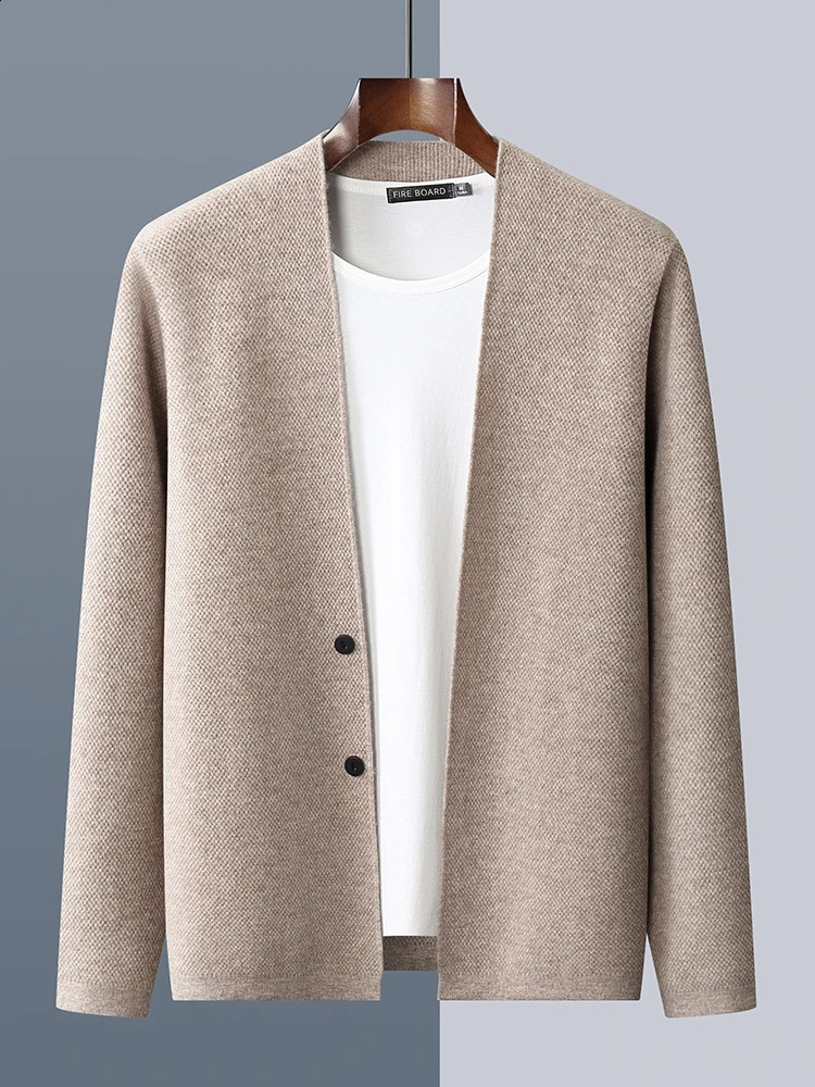 Choice Mens Cashmere Sweater Coat 100 Merino Wool Knitwear Cardigan Autumn Winter Smart Casual Vneck Jacket Tops 251129