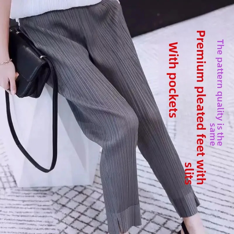 Casual Pleated Slim Fit NinePiece Pants Spring Summer Korean Style Versatile Loose Slimming Cuffed plus Size 251129