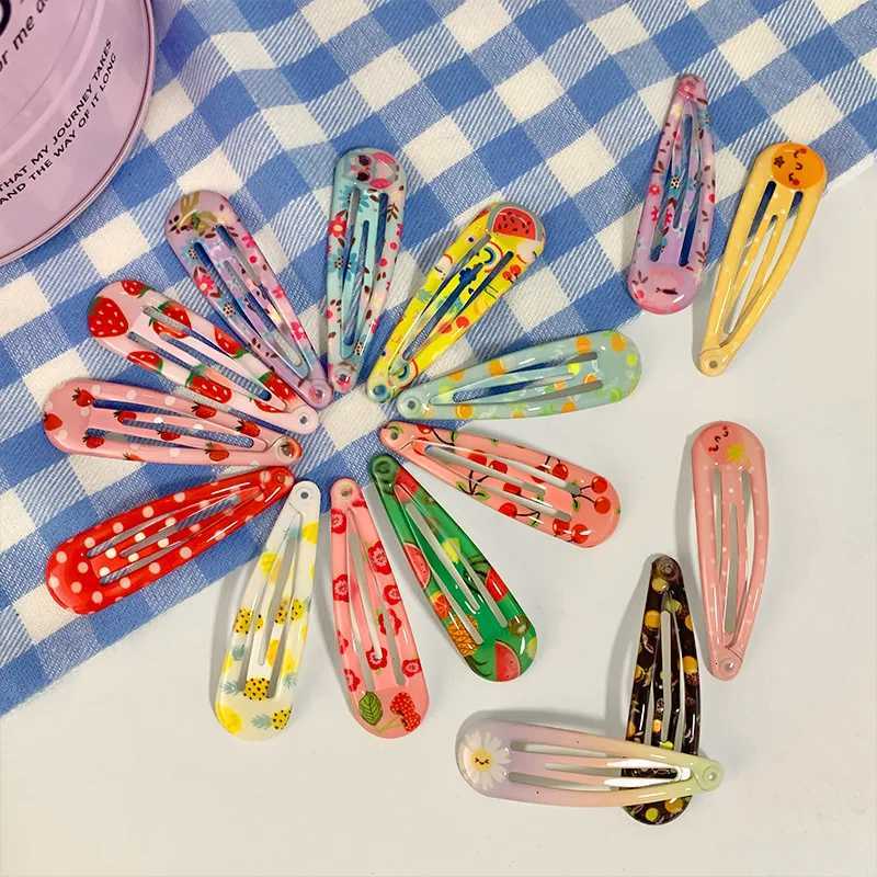 20/40Pcs Children Hair Accessories Cute Cartoon Print Droplet BB Hair Clip Oil Water Dripping Flower Hairpin New Girls dress X251209