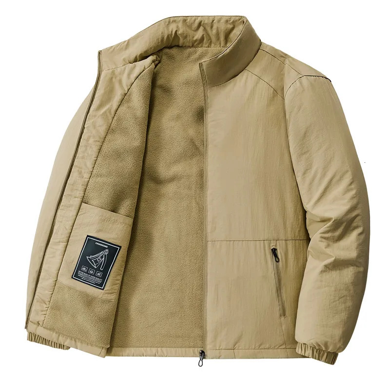 Fleece jacket for men thick and warm down jacket for autumn and winter outdoor windproof sports work jacket casual mens wear 251205