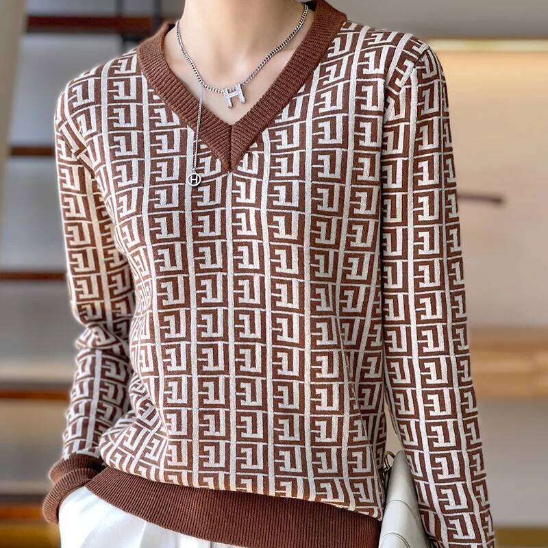 Free ShippingFashion 2026 Spring Hot Sale Of The Season Women 's Loose Long Sleeve V-Neck Knitwear Fashionable Lazy Style Base Layer Shirt Vers