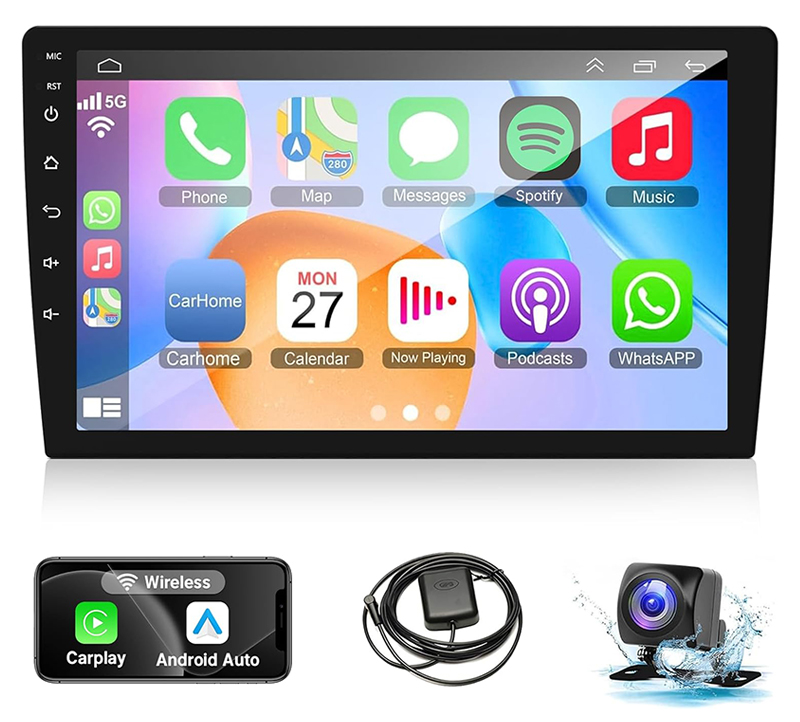 10.1 Inch Car Stereo Wireless Carplay Android Auto Mirror Link 2G+32G WIFI GPS Navigation FM Radio Audio Receiver HiFi IPS Display With 12 Leds B-image-549799431