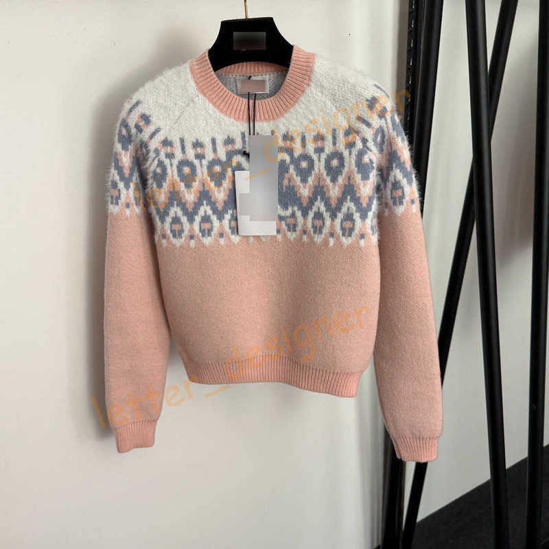 Designer Women's Sweaters New Letter Color-Block Snow Top Print Pullover Commuter Simple Long Sleeve Knitted Sweater Top