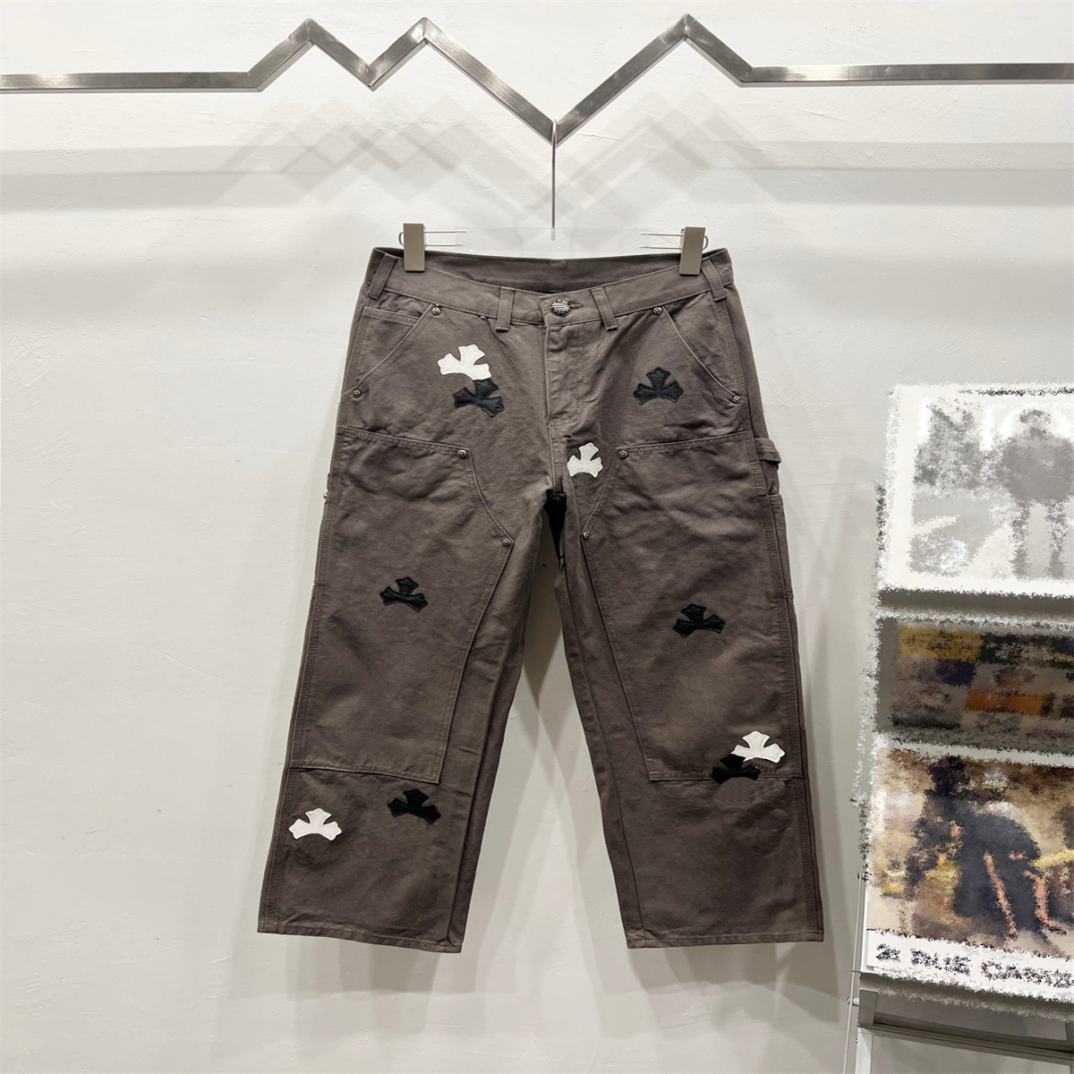 Men's Plus Size Jeans Men's and Women's Long Pants Wide Leg Pants High Street Tight Distressed Denim Pants S1205t43
