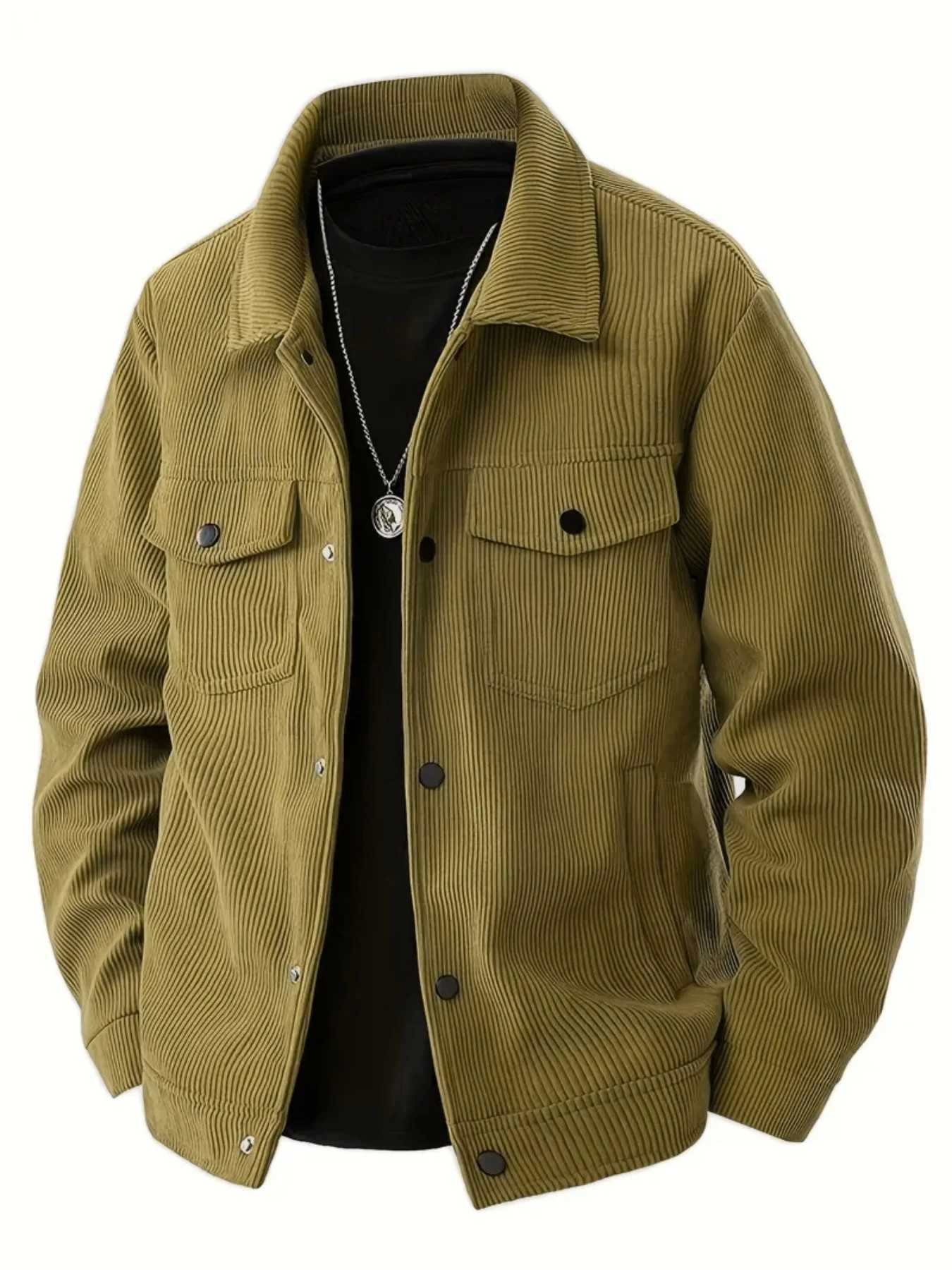 Mens Corduroy Jacket Workwear Stylish Multiple Pockets Trendy Spring Autumn W251209