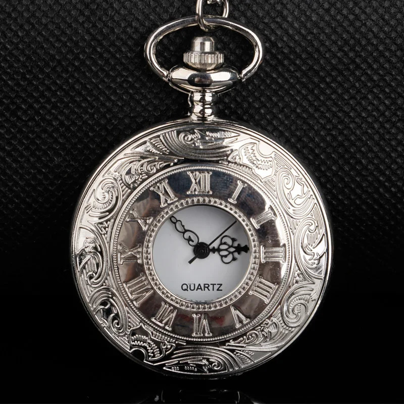Fashion Classic Quartz Pocket Watch Silver With Chain Unisex Necklace High Quality Clock Pendant 251203