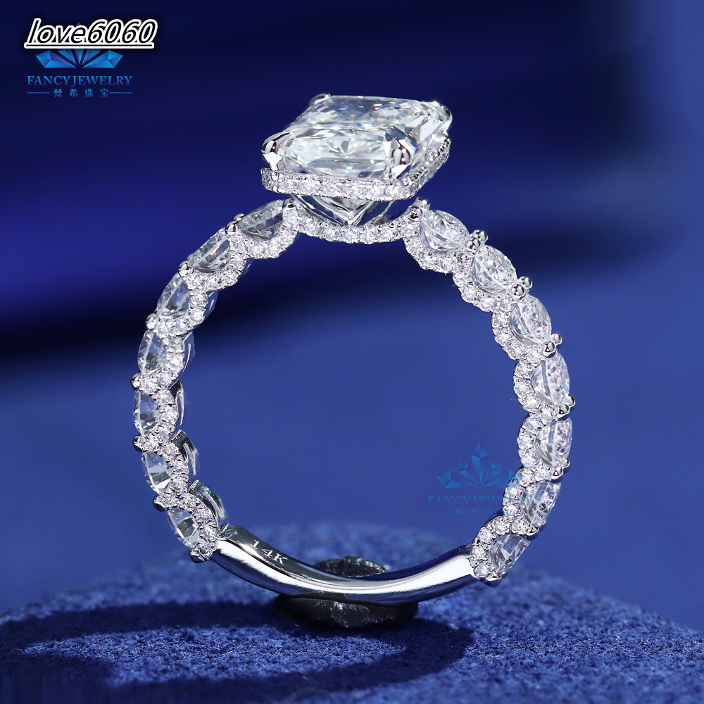 High Quality Custom Luxury Vintage IGI D VS1 3CT Radiant Cut Lab Grown Diamond Rings Women Engagement Wedding Band 14K Gold Ring