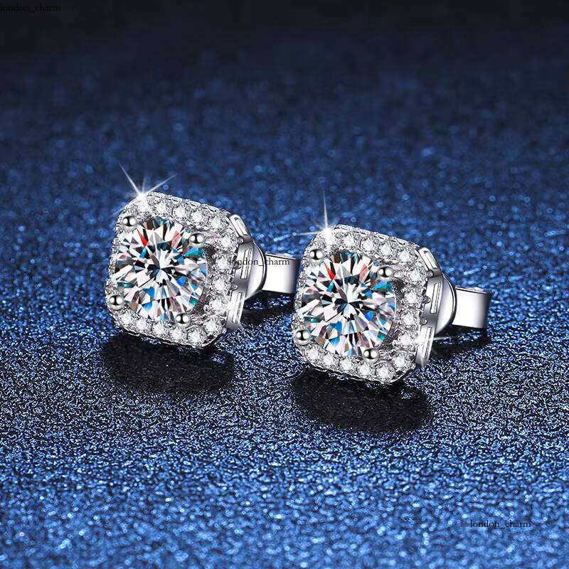 Luxurious Fashion Women's 925 Sterling Silver Platinum Plated Fine Earrings Black Moissanite VVS Moissanite Anniversary Gift