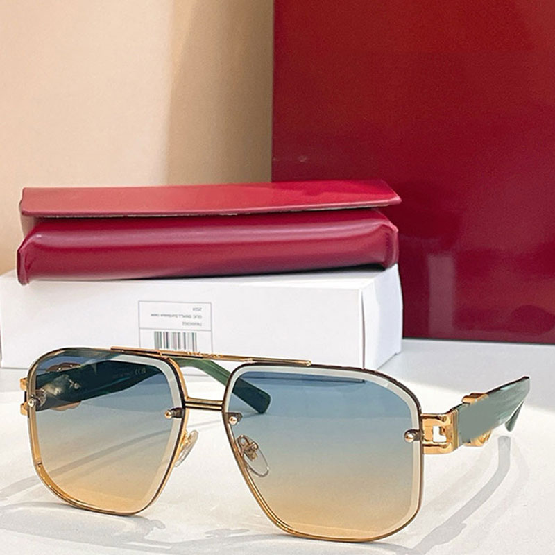 Nouvelles lunettes de soleil pilotes pour hommes à la mode avec monture rectangulaire en métal lentilles dégradées lunettes de luxe pour femmes s