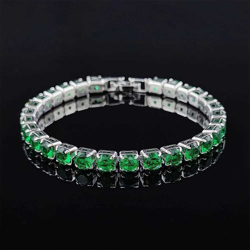 2024 New Arrival 4mm Luxury Round Silver Green Multi Color on Hand Bracelet Bangle for Women Anniversary Gift Jewelry S5787XJ251209