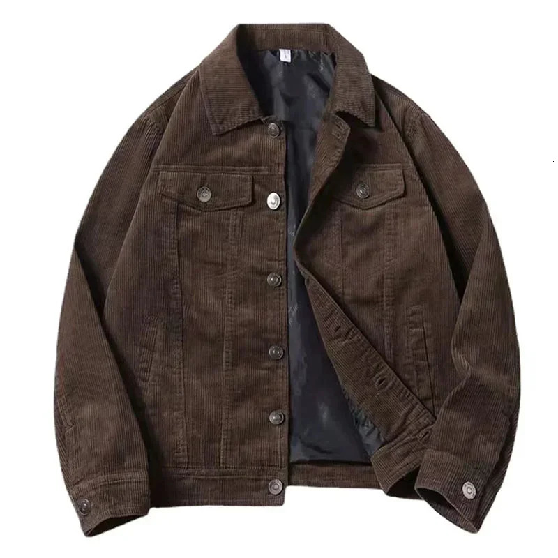 Mens thin Jackets Spring Autumn Fashion Casual Corduroy Jackets Vintage Loose Outwear Coats For Male Tops Plus Size 251204
