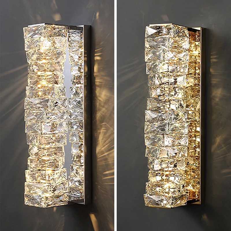 Applique murale LED en cristal de luxe en acier inoxydable, éclairage Art déco moderne irrégulier pour salon, arrière-plan de télévision, décorat