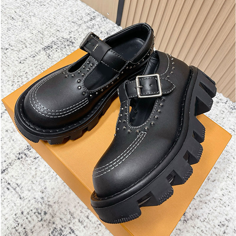 Excellent designer womens thick soled Mary Jane shoes Career Related Functions Comfortable black leather formal shoes Mens Classic Outdoor Recreatio