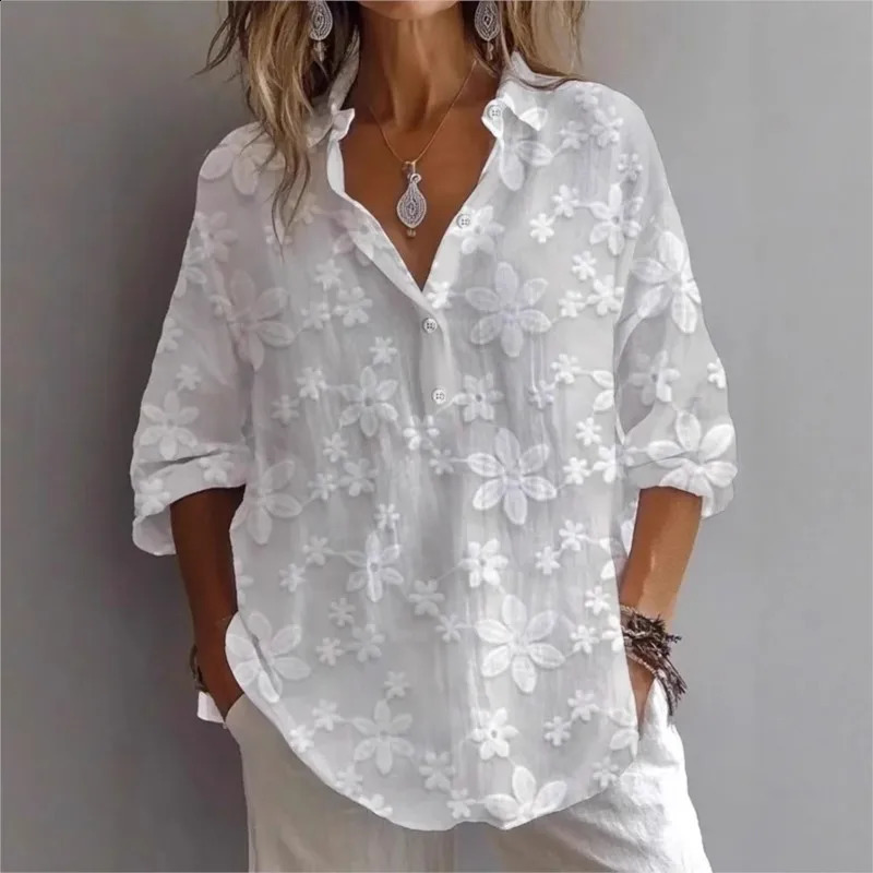 Fashion Blouses Womens Simple And Casual Solid Color Vneck Shortsleeved Shirt Spring Autumn Women White Shirts Clothing 251209