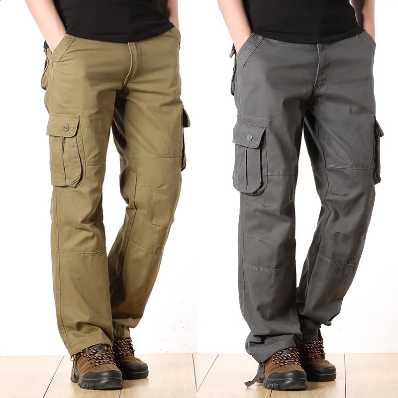 Solind Cotton Multi Flap Pockets Mens Straight Leg Cargo Pants Loose Casual Outdoor Work For Hiking Tactical 251129