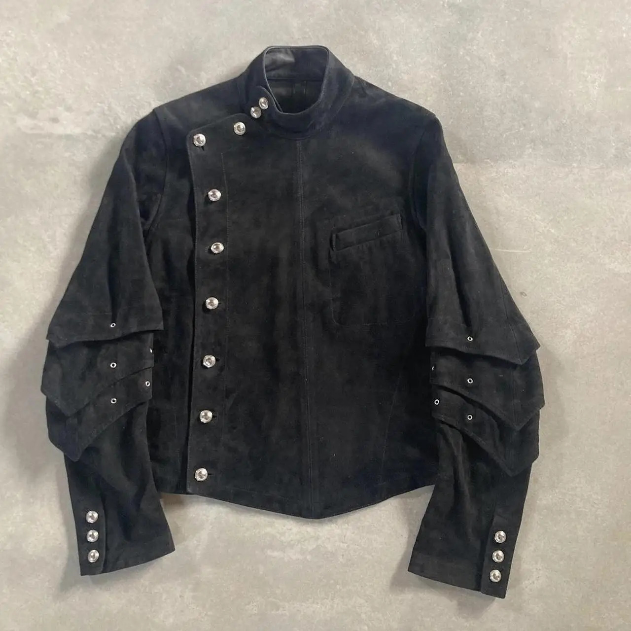 Streetwear Black Jacket Men Harajuku Fashion Loose Motorcycle Jacket Gothic Punk Pleated Long Sleeve Coat Autumn Winter Clothing 251205