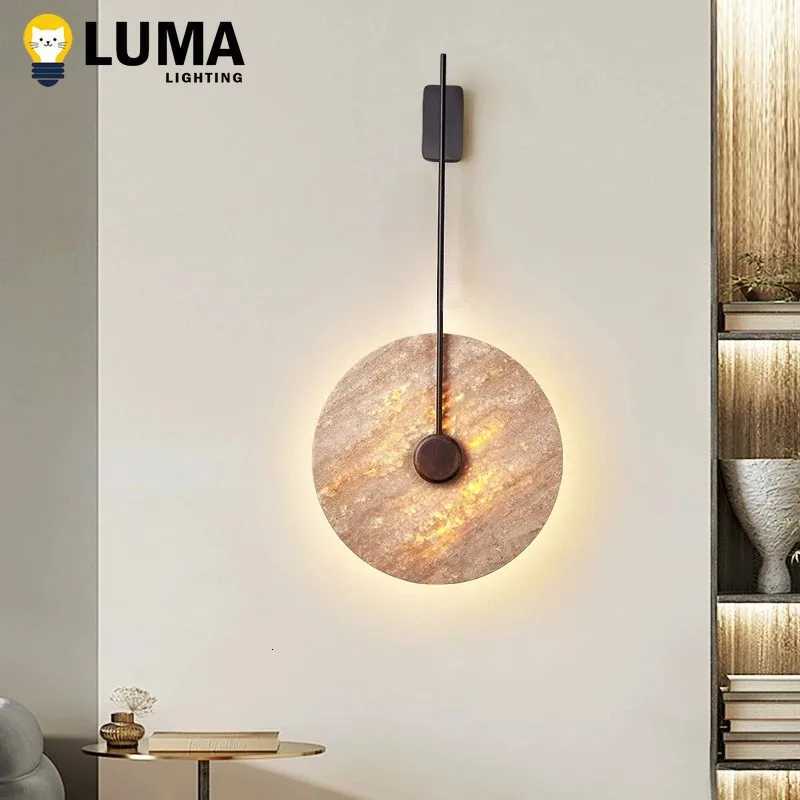Wabi Sabi Cave Pierre Applique Murale Jaune Travertin LED Applique Murale Pour Salon TV Fond Chambre Chevet Décor À La Maison M251209
