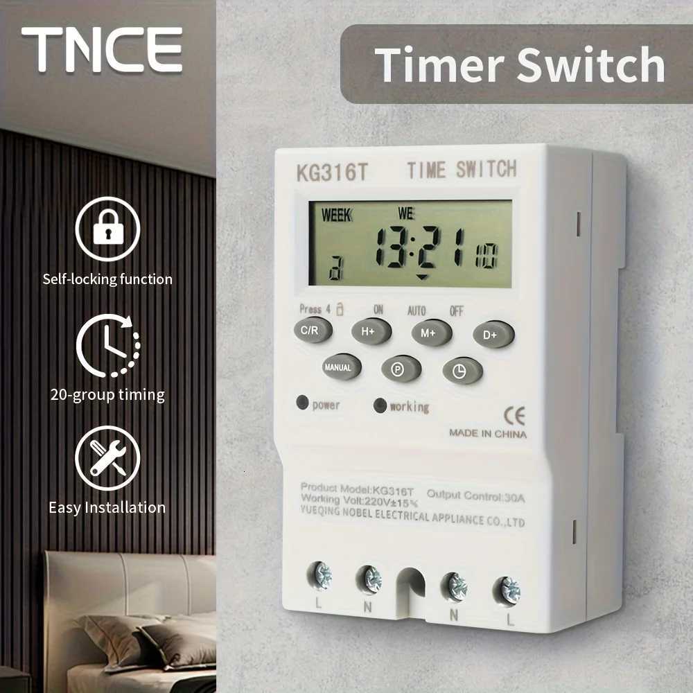 TNCE 30A Timer 220V time control switch mode set to seconds 32 groups of timer on and off light for water pump timer C251209-image-1087828925