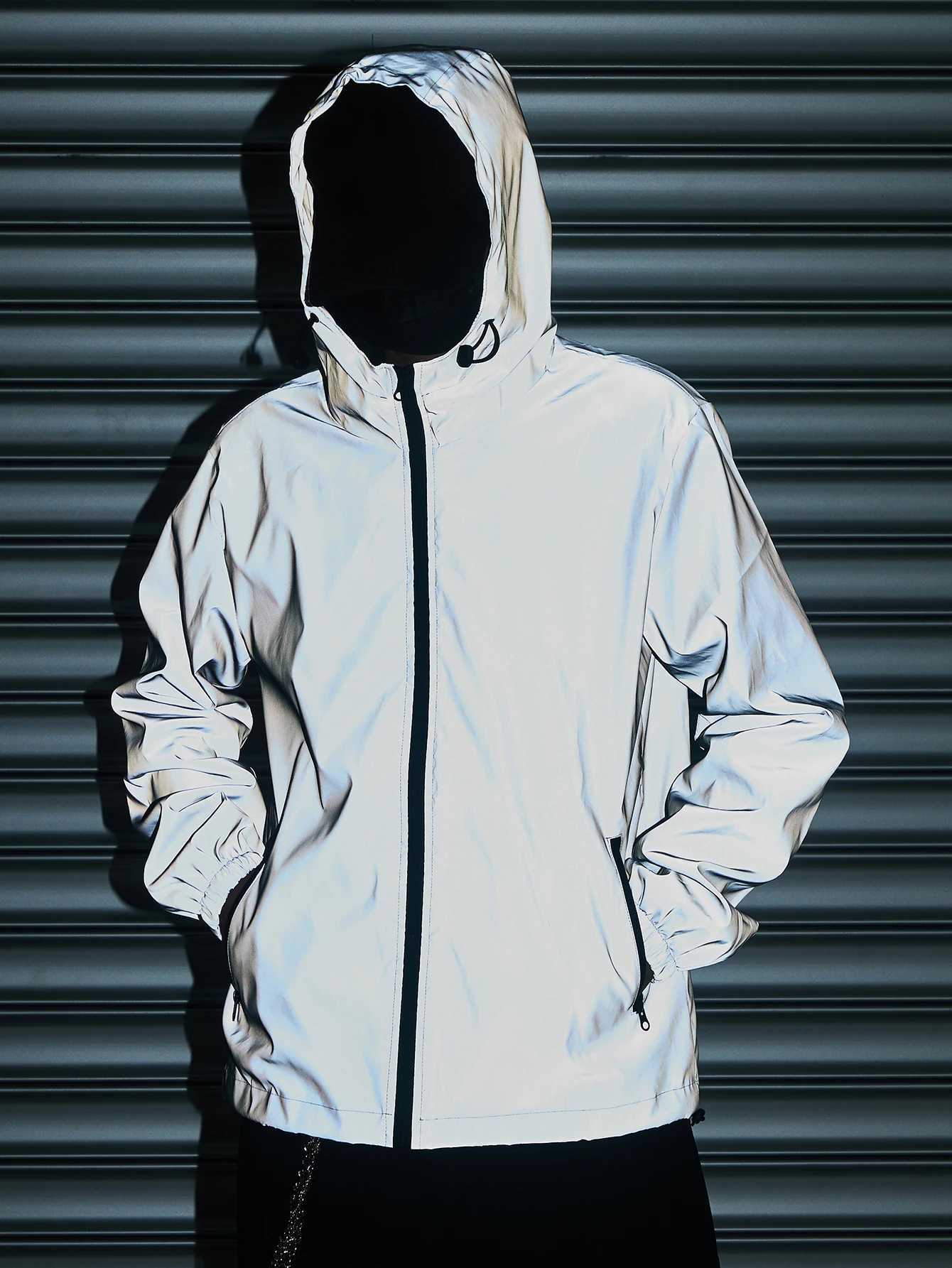 Night Reflective Clothes Spring New Mens Hooded Jacket Outdoor Run Casual Windproof Coat Couples Hip-hop Streetwear S-5XL W251209