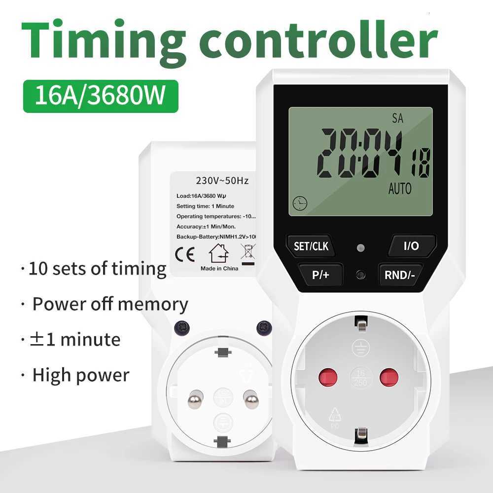 Digital Electronic Timer Switch EU Plug LCD Display Programmable Timer Socket 10 Group Timing Autatic Surge Protector C251209-image-1087828532