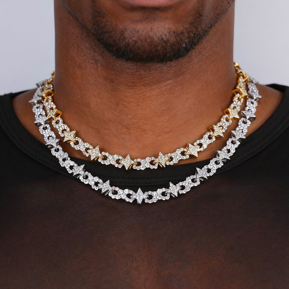 2025 New Fashion Star Infinite Necklace Bracelet Iced Out Bling Cubic Zirconia For Men Fine Shining Hip Hop Jewelry
