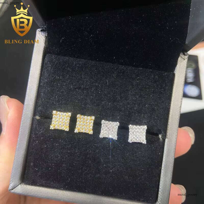 Hot Sale Fashion Hip-Hop Jewelry 6.7mm VVS Moissanite Unisex VVS Moissanite 925 Sterling Silver Earrings with GRA