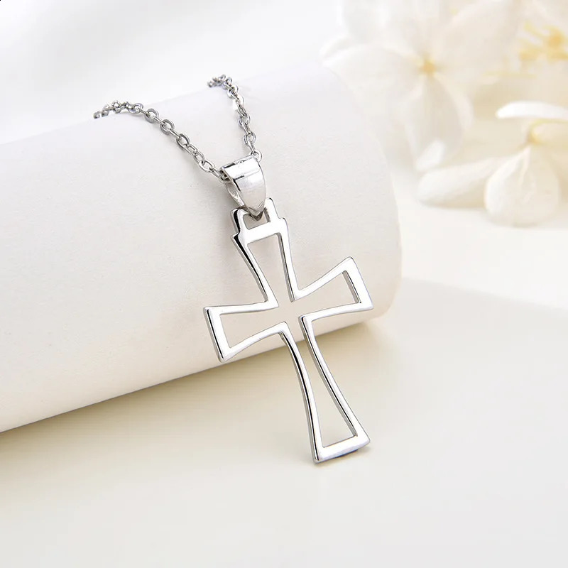 925 Sterling Silver Cross Pendant Necklace 16-30 Inch Snake Chain For Woman Fashion Wedding Engagement Jewelry 251205