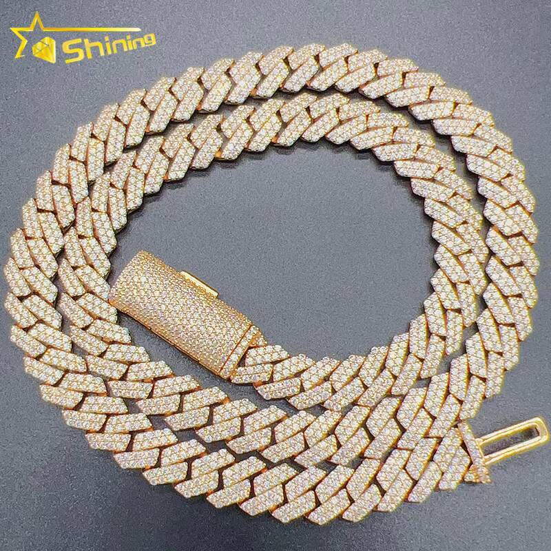 Pass Diamond Tester VVS Moissanite Iced Out 10mm Mens Miami Cuban Link Necklace Hip Hop Lad Moissanite Diamond Bling Cuban Chain