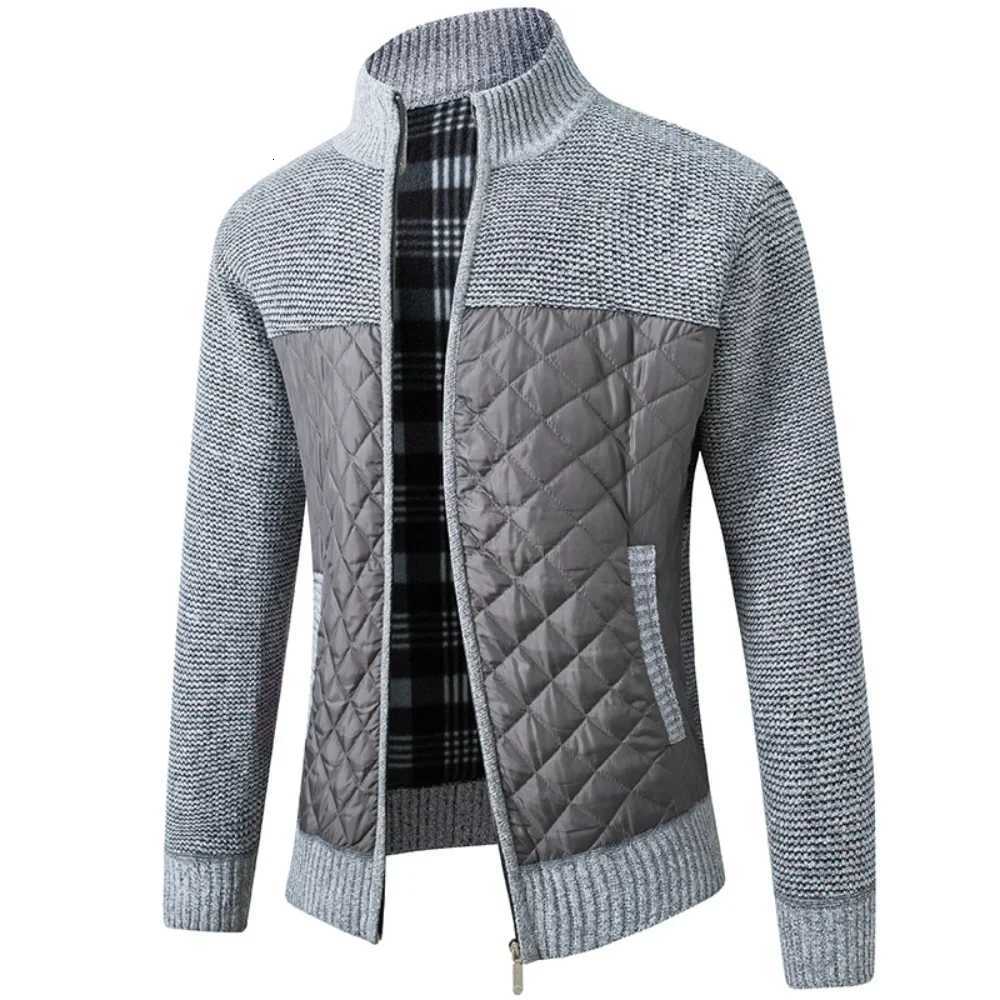 Autumn Winter New Mens Jacket Slim Fit Stand Collar Zipper Jacket Men Solid Thick Warm Jacket Men Sweater W251209