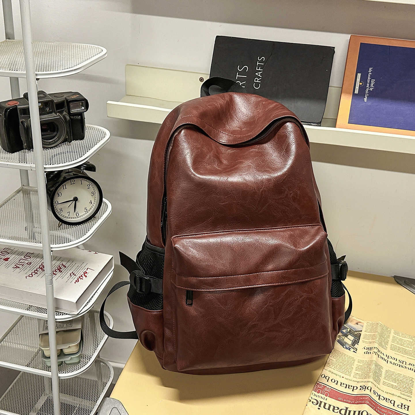 Zaino per studenti universitari di classe semplice da donna, nuova borsa a tracolla doppia in tinta unita di alto valore, zaino da viaggio di grande
