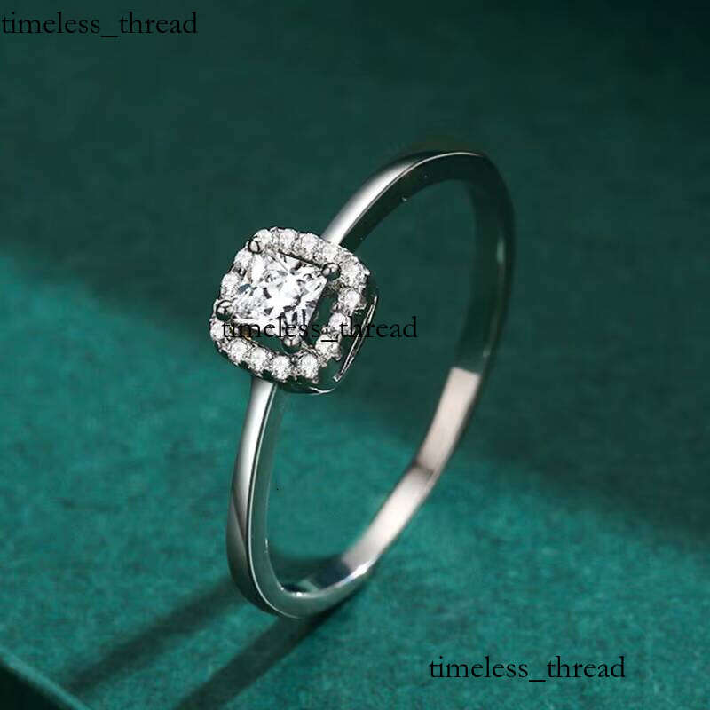 Aiermei 100% 925 Sterling Fashion Luxury Square Transparent VVS Moissanite Ring Women's Wedding Statement Fine Silver Jewelry
