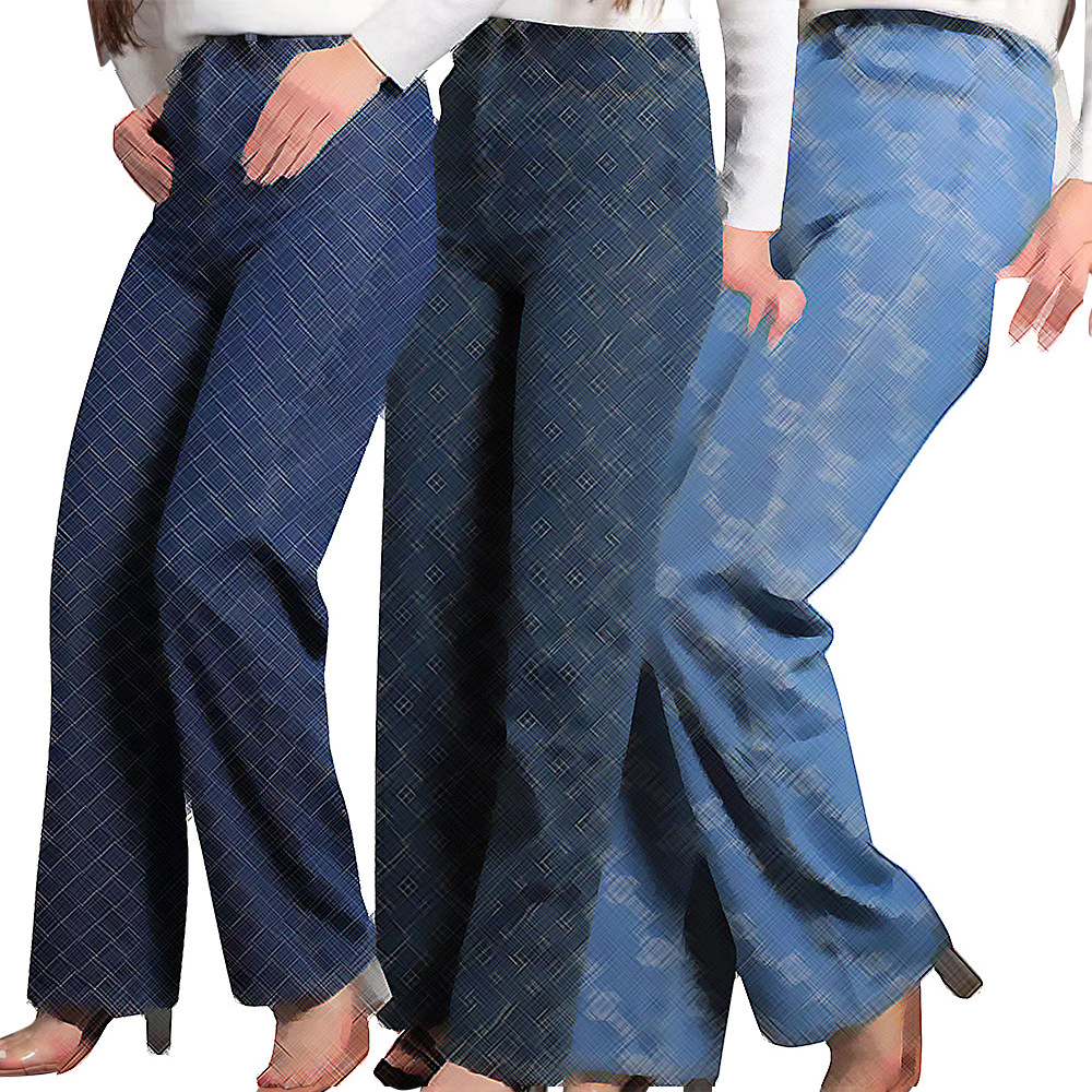 Jeans da donna europei americani alla moda casual nuovo stile elegante jeans lunghi a gamba larga jacquard alla moda taglia S-XXL DD0141