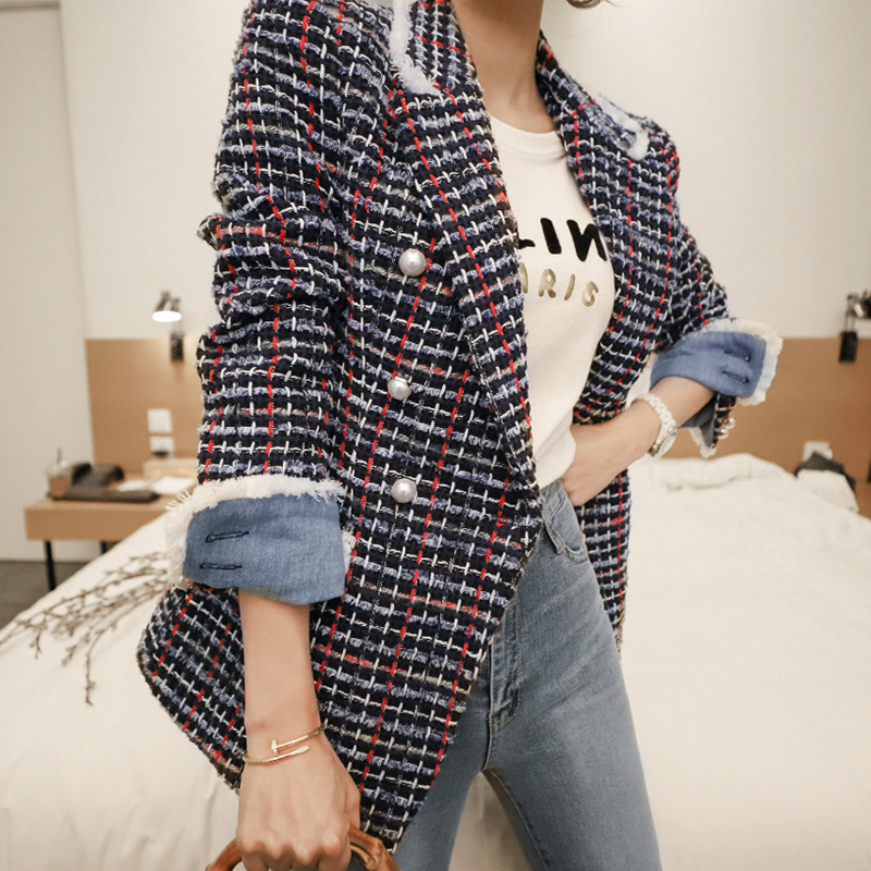 Womens Jacket Autumn Celebrity Slimfitting Longsleeved Tweed Temperament Coat 251201