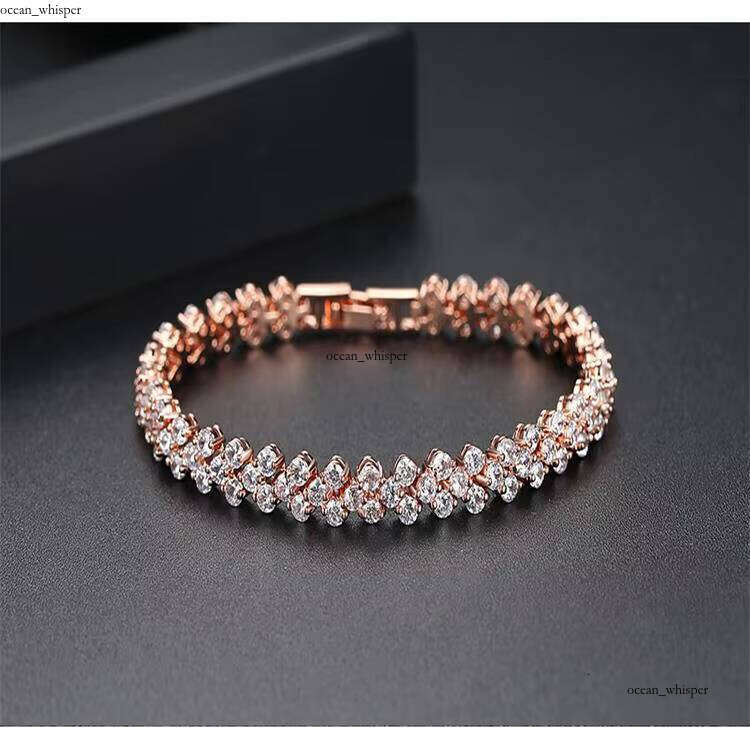 Wholesale Luxury 14k Silver Plated VVS Moissanite Tennis Bracelet Female fashion Classic Roman Crystal Wedding Bridal Jewelry