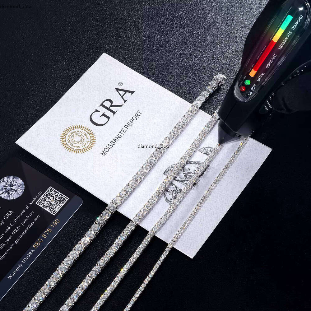 VVS Moissanite Chain 3mm 4mm 5mm 2mm Sterling Sier Men and Women Jewelry Gift GRA Tennis Bracelet Necklace