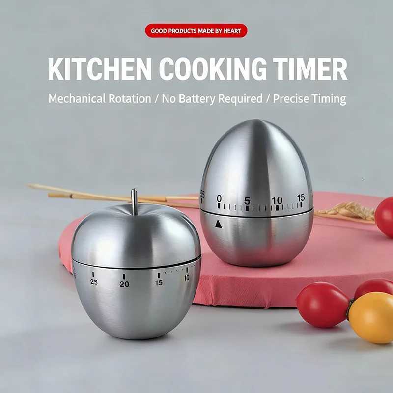 Stainless Steel Egg/ Shaped Manual Mechanical Kitchen Timer battery Countdown Cooking Tool with Loud Sound Reminder C251209-image-1087828896