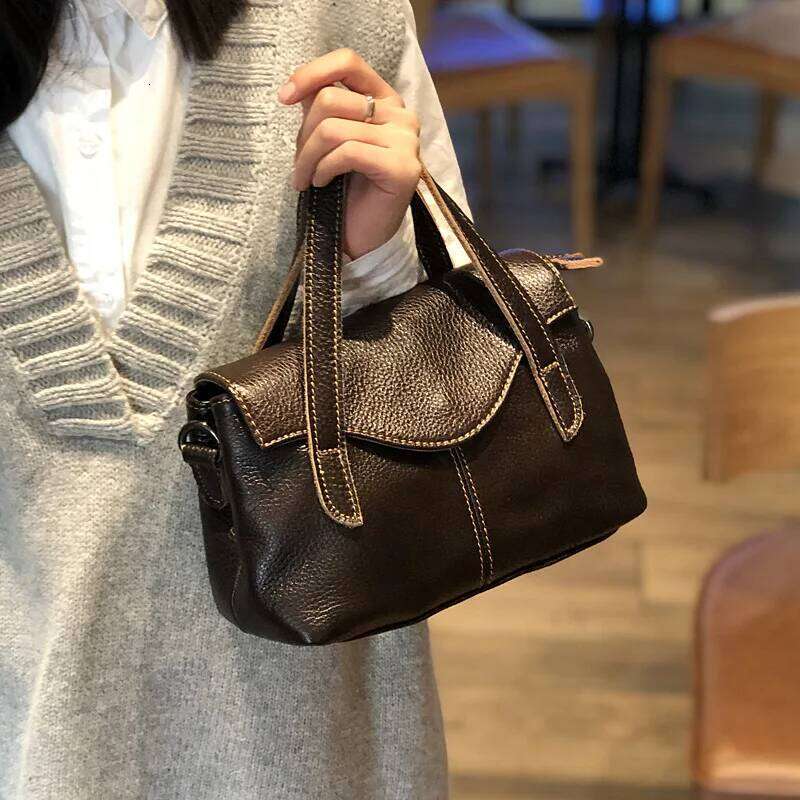 Mini Spring/Summer Fashion First Layer Soft Cowhide Women's Genuine Leather Tote Retro Versatile Shoulder Small Bag Suotong1209