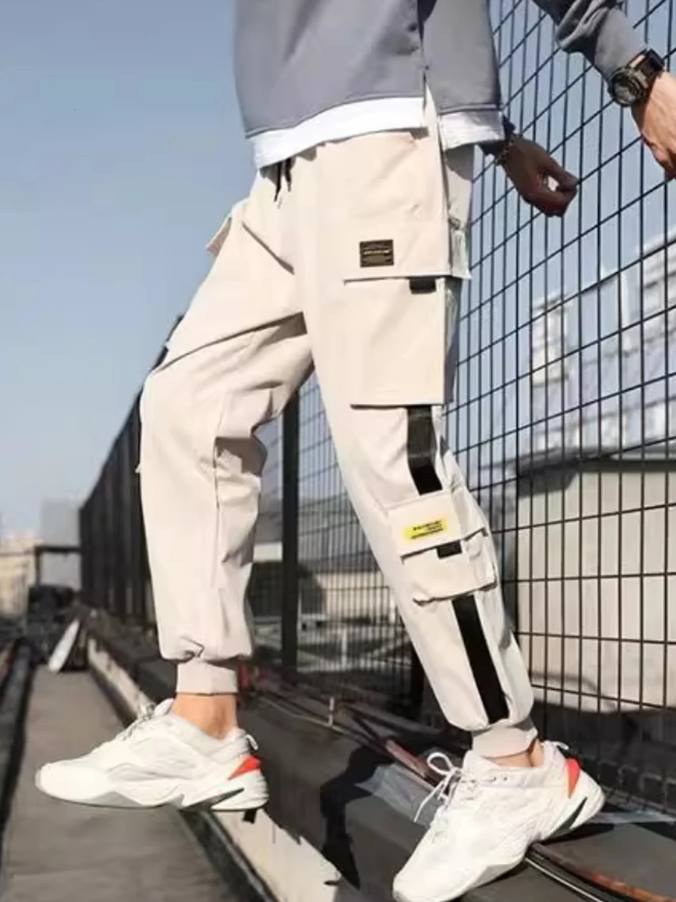 Pantalones deportivos informales para hombre, pantalones cargo de lana holgados con múltiples bolsillos, de talla grande, pantalones de chándal de a