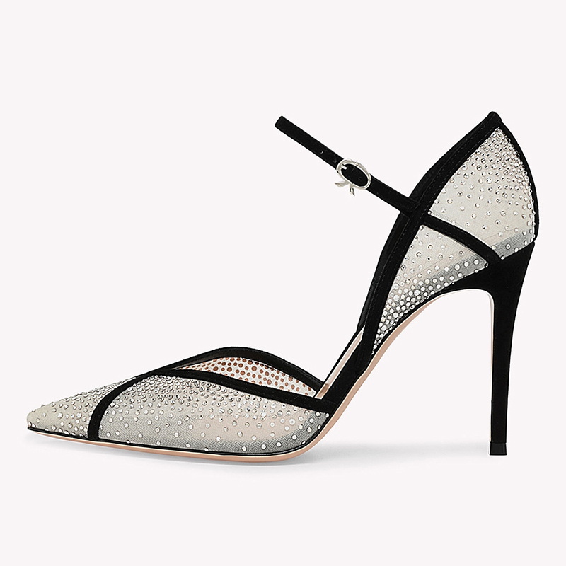 Famosi nuovi sandali con tacco alto in strass a rete impreziositi in cristallo scarpe da sposa a punta da donna designer di lusso moda scarpe da ser