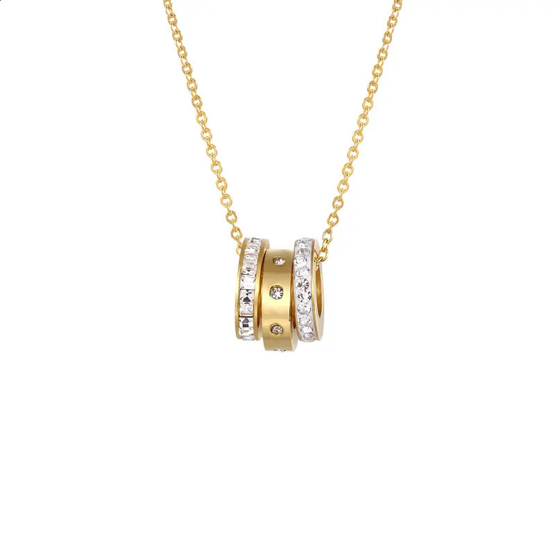 Small And Exquisite Three Zircon Circle Pendant Necklaces For Women High Quality Stainless Steel Love Necklace Birthday Gift 251202