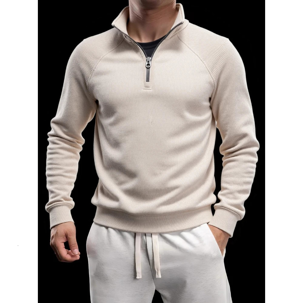 AIOPESIN Men Winter Thermal Sweater Cotton Zipper Slim Fit Thermal Underlayer Top Soft Shell Pullover Sweatshirt251205