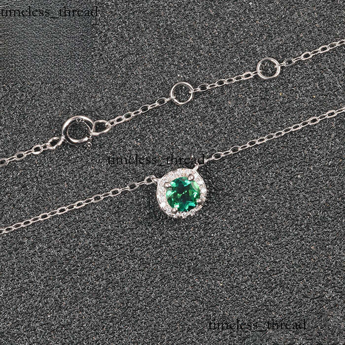 Spicy Girl's Women's Jewelry Discovery Lab Emerald Pendant 925 Silver Chain Necklace
