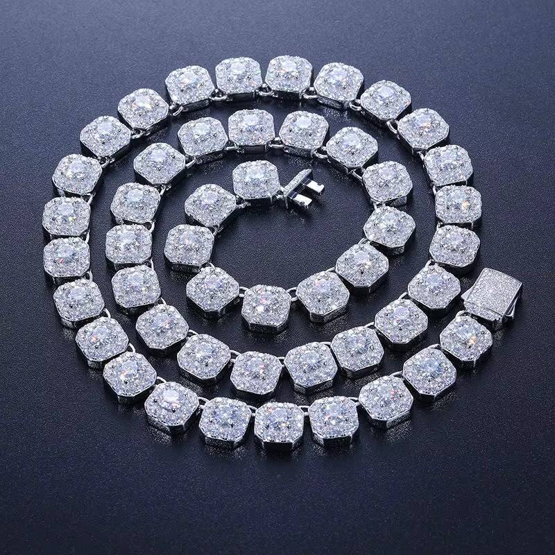 18K White Gold IGI Certified Cuban Link Chain VVS Moissanite Diamond High Quality Fine Jewelry for Men-for Gifts Engagements