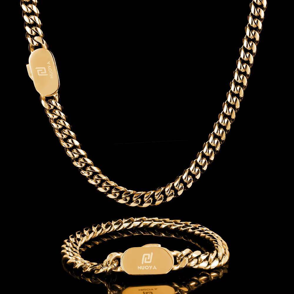 HipHop Jewelry 316L 18k Gold Plated Stainless Steel Wholesale Necklace for Men Cuban Link Chain