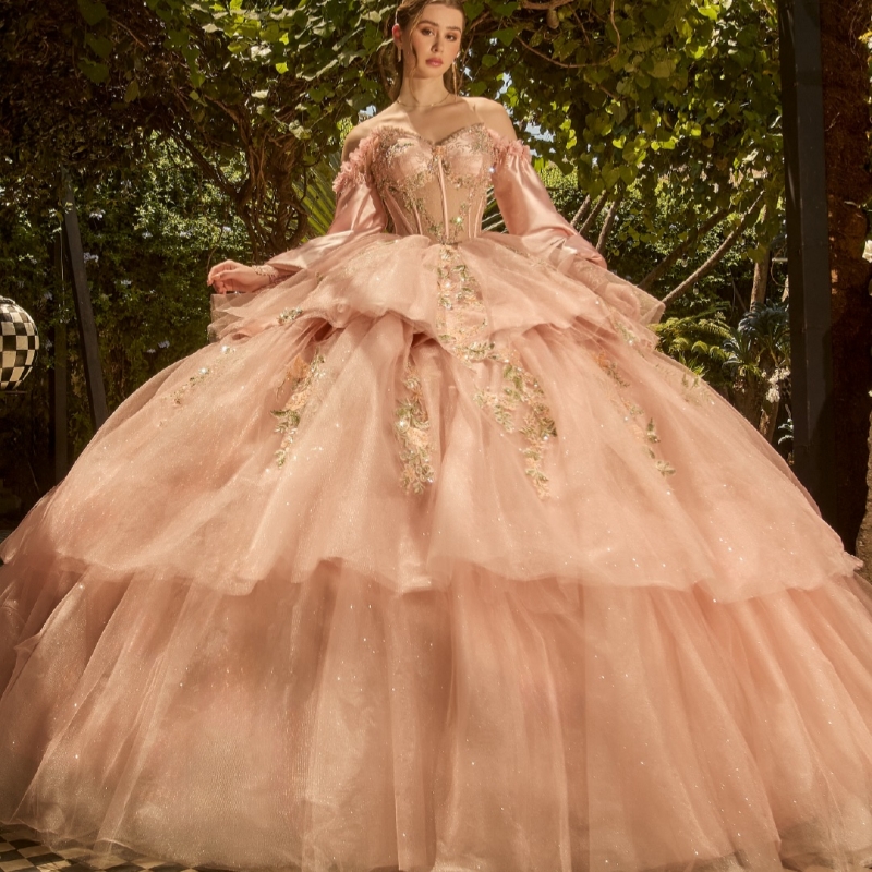 Pink Quinceanera Dresses Off The Shoulder Applique Lace Crystal Beading Tull Corset Party Birthday Sweet 16 Dress Vestidos 15 Anos